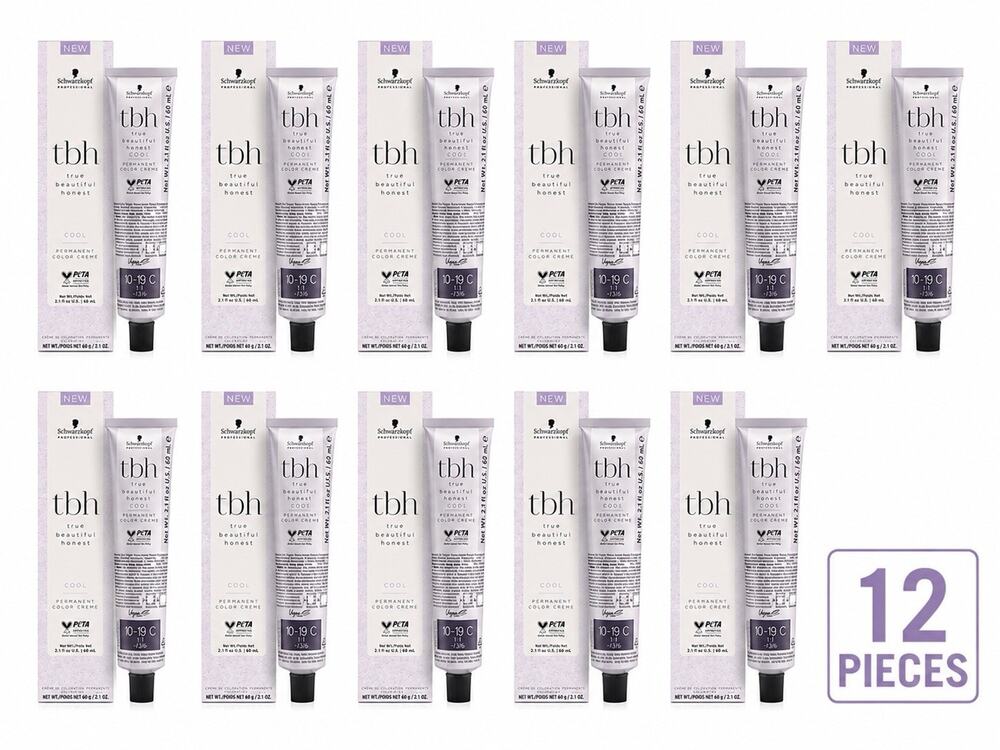 12x Schwarzkopf TBH True Beautiful Honest 10-19C Cool Color Creme 2.1 Fl Oz